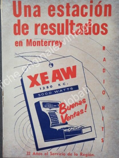 CARTEL ANTIGUO ORIGINAL DE SET DE 6. RADIO DIFUSORAS DE MONTERREY .1940s-60s - Imagen 6