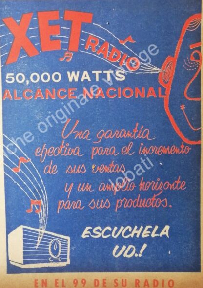 CARTEL ANTIGUO ORIGINAL DE SET DE 3. RADIO DIFUSORAS DE MONTERREY .1940s-60s - Imagen 4