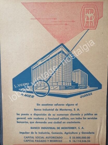 CARTEL ANTIGUO ORIGINAL DE 3 AFICHES, BANCO POPULAR DE MONTERREY EDIFICIO NUEVO - Imagen 3