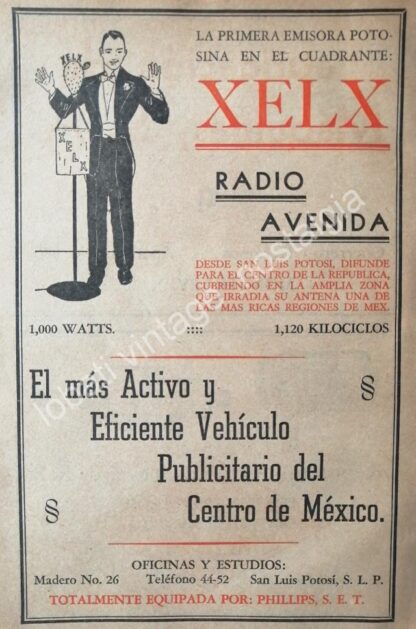 CARTEL ANTIGUO ORIGINAL DE 4 AFICHES RADIO DIFUSORAS DE SAN LUIS POTOSI 1940s-60s - Imagen 4