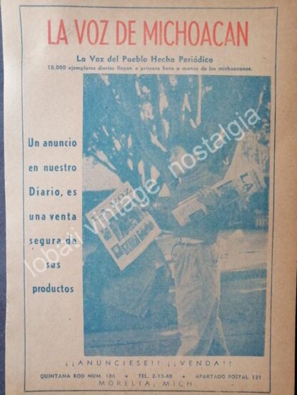 CARTEL ANTIGUO ORIGINAL DE 2 AFICHES PERIODICO LA VOZ DE MICHOACAN 1960s - Imagen 2