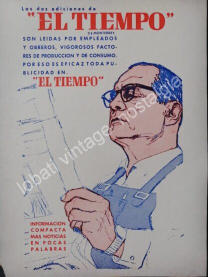 CARTEL ANTIGUO ORIGINAL DE SET DE 7 AFICHES PERIODICOS DE MONTERREY 1940s-60s - Imagen 5