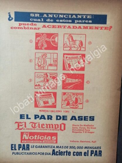 CARTEL ANTIGUO ORIGINAL DE SET DE 4. PERIODICO EL TIEMPO. MONTERREY, AÑOS 50s-60s - Imagen 5