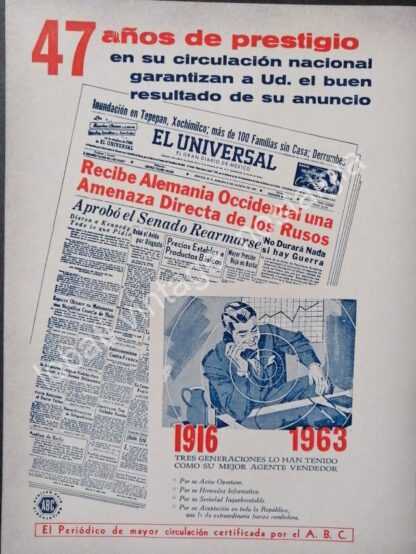 CARTEL ANTIGUO ORIGINAL DE SET DE 8 AFICHES DE PERIODICOS DE LOS AÑOS 40s-60s - Imagen 9