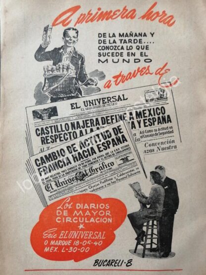 CARTEL ANTIGUO ORIGINAL DE SET DE 8 AFICHES DE PERIODICOS DE LOS AÑOS 40s-60s - Imagen 2