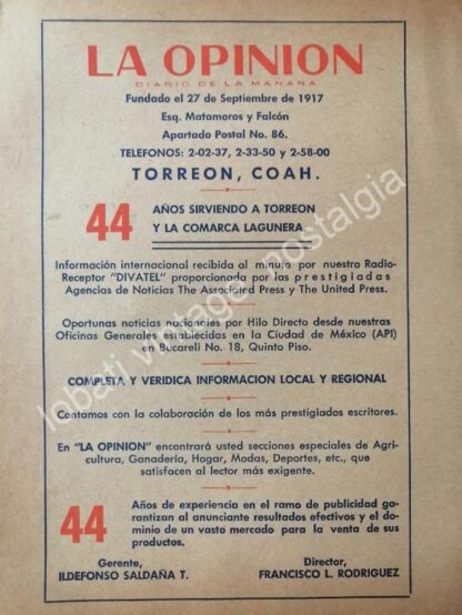 CARTEL ANTIGUO ORIGINAL DE SET DE 3 CARTELES DE PERIODICOS DE COAHUILA 1960s - Imagen 4