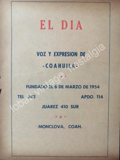 CARTEL ANTIGUO ORIGINAL DE SET DE 3 CARTELES DE PERIODICOS DE COAHUILA 1960s - Imagen 2