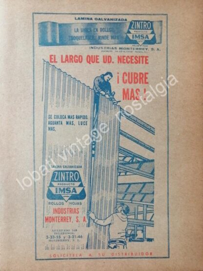 CARTEL ANTIGUO ORIGINAL DE 2 AFICHES IMSA. INDUSTRIAS MONTERREY S.A 1950s - Imagen 3