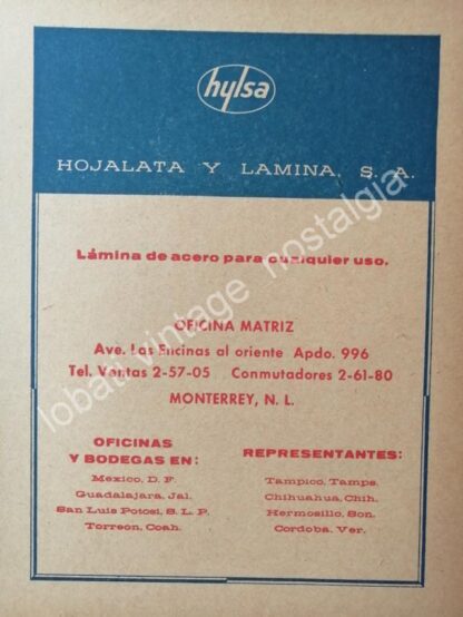 CARTEL ANTIGUO ORIGINAL DE 2 AFICHES HOJALATA Y LAMINA S.A. HYLSA 1960s - Imagen 3