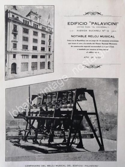 GRABADO ANTIGUO EDIFICIO DE CORREOS Y EL PALAVICINI 1924 - Imagen 2