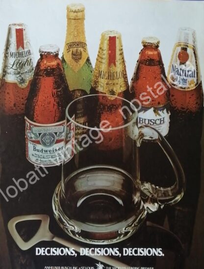 CARTEL ANTIGUO ORIGINAL DE CERVECERIA ANHEUSER BUSCH 1982 BUDWEISER Y OTRAS