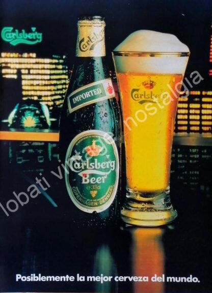 CARTEL ANTIGUO ORIGINAL DE CERVEZA CARLSBERG 1988 /RARO