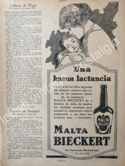 CARTEL ANTIGUO ORIGINAL DE CERVEZA SIN ALCOHOL BIECKERT 1930s ARGENTINA /3