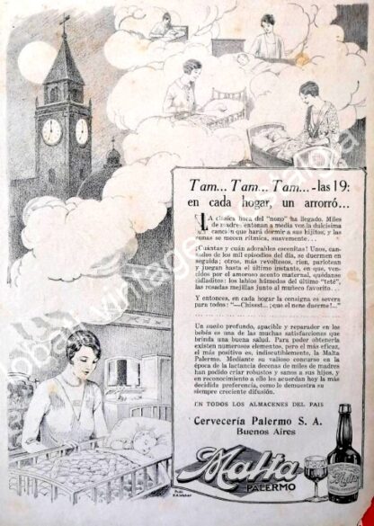 CARTEL ANTIGUO ORIGINAL DE CERVEZA PALERMO 1931 ARGENTINA CERVECERIA PALERMO