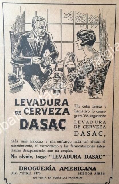 CARTEL ANTIGUO ORIGINAL DE CERVEZA TONICO DASAC 1926 ARGENTINA / RARO