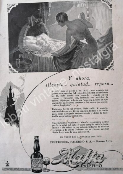 CARTEL ANTIGUO ORIGINAL DE CERVEZA PALERMO 1931 ARGENTINA