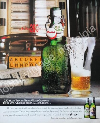 CARTEL ANTIGUO ORIGINAL DE CERVEZA GROLSCH 1980s / RARO