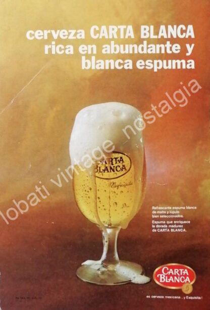 CARTEL ANTIGUO ORIGINAL DE SET DE 3 AFICHES CERVEZA CARTA BLANCA 1970s & 80s - Imagen 4