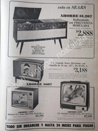 CARTEL ANTIGUO ORIGINAL DE TIENDA SEARS 1967 ELECTRONICA