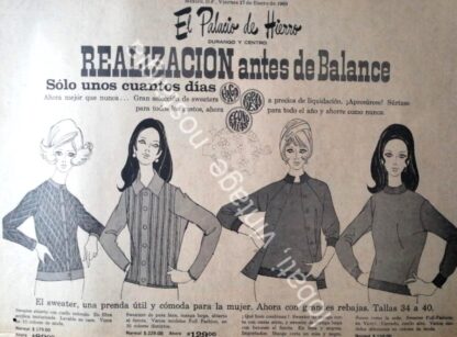 CARTEL ANTIGUO ORIGINAL DE TIENDA EL PALACIO DE HIERRO ENERO 1969