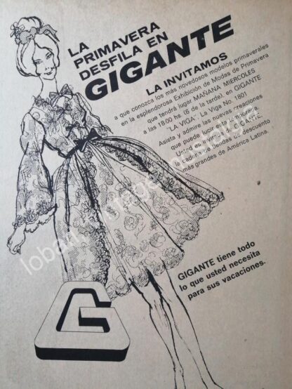 CARTEL ANTIGUO ORIGINAL DE TIENDA GIGANTE 1969 PRIMAVERA