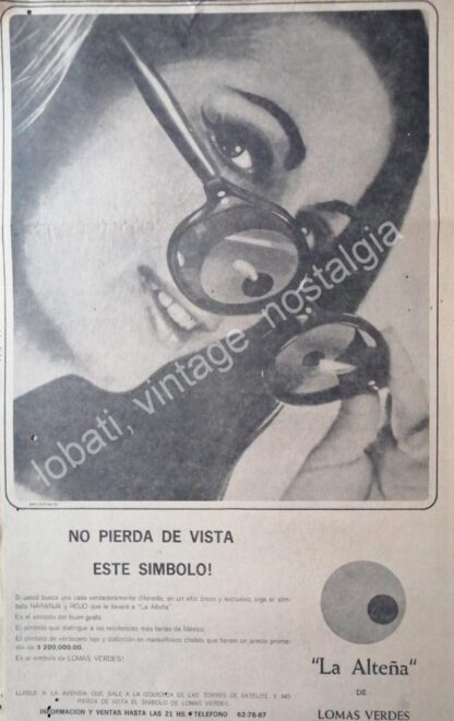 CARTEL ANTIGUO ORIGINAL DE COLONIA LA ALTEÑA, INMOBILIARIA LOMAS VERDES 1967