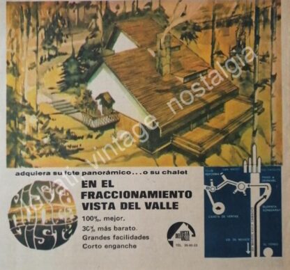 CARTEL ANTIGUO ORIGINAL DE COLONIA. FRACCIONAMIENTO VISTA DEL VALLE 1969