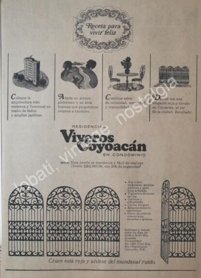 CARTEL ANTIGUO ORIGINAL DE COLONIA VIVERO COYOACAN 1969 / RARO