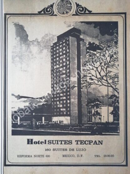 CARTEL ANTIGUO ORIGINAL DE HOTEL SUITES TECPAN 1960s /2