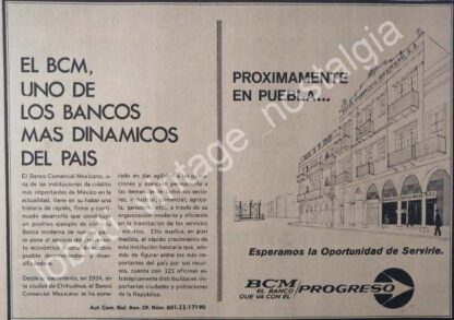 CARTEL ANTIGUO ORIGINAL DE BCM. BANCO COMERCIAL MEXICANO 1969