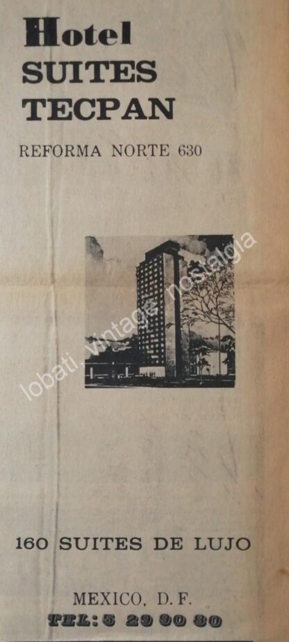 CARTEL ANTIGUO ORIGINAL DE HOTEL SUITES TECPAN 1960s