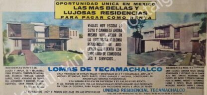 CARTEL ANTIGUO ORIGINAL DE AFICHE. COLONIA LOMAS DE TECAMACHALCO 1969 /RARO