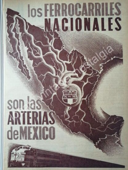 CARTEL ANTIGUO ORIGINAL DE FERROCARRILES NACIONALES 1955 TRENES