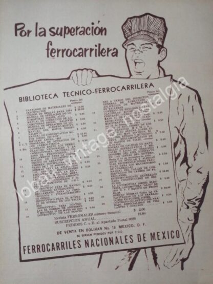 CARTEL ANTIGUO ORIGINAL DE FERROCARRILES NACIONALES Y SUS MANUALES 1956