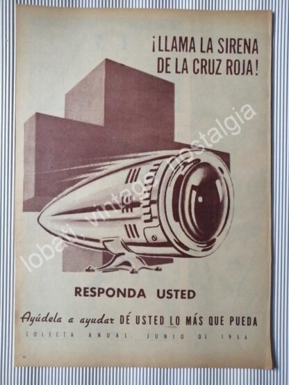 CARTEL ANTIGUO ORIGINAL DE COLECTA DE LA CRUZ ROJA DE 1956 / RARO