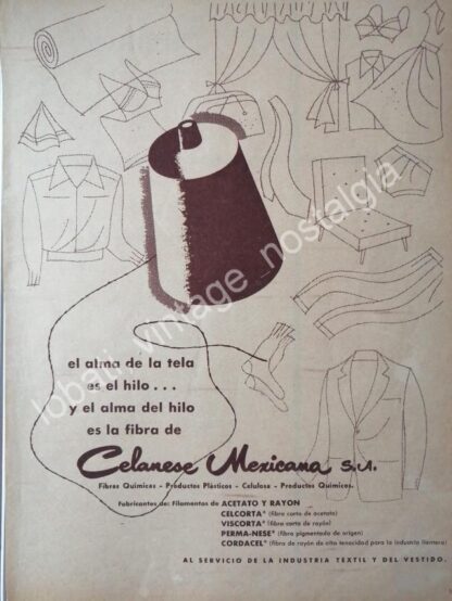 CARTEL ANTIGUO ORIGINAL DE CELANESE MEXICANA S.A 1956 INDUSTRIA TEXTIL Y QUIMICA