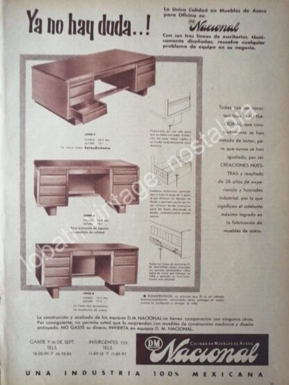 CARTEL ANTIGUO ORIGINAL DE D.M. NACIONAL. INDUSTRIAS RUIZ GALINDO S.A 1956 /4