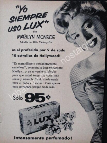 CARTEL ANTIGUO ORIGINAL DE MARILYN MONROE Y JABONES LUX 1953 / FEP