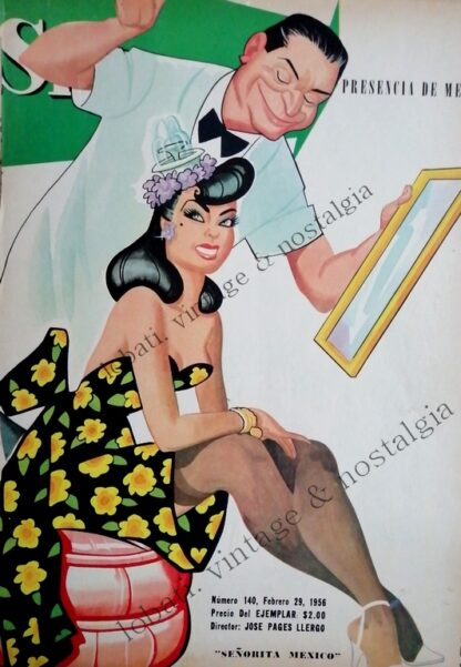 CARTEL ANTIGUO ORIGINAL DE PORTADA CON MARTA BAUMANN KELLER SEÑORITA MEXICO 1956