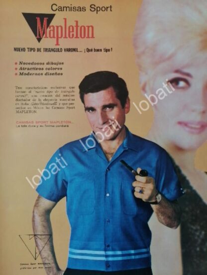 CARTEL ANTIGUO ORIGINAL DE ALDO MONTI Y CAMISAS MAPLETON 1965 /FEP