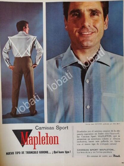 CARTEL ANTIGUO ORIGINAL DE ALDO MONTI Y CAMISAS MAPLETON 1965 /FEP 7