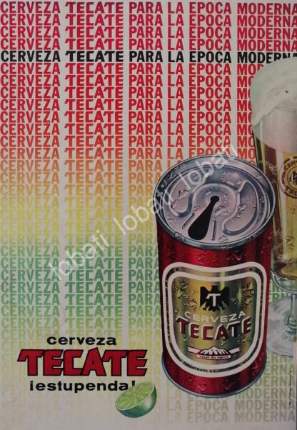 CARTEL ANTIGUO ORIGINAL DE CERVEZA TECATE 1973 / MINI CARTEL /9