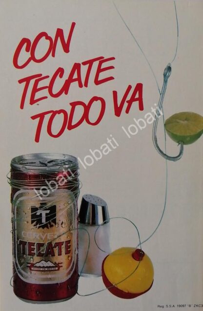 CARTEL ANTIGUO ORIGINAL DE CERVEZA TECATE 1986 / MINI CARTEL /7