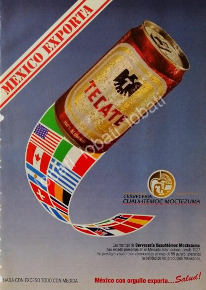 CARTEL ANTIGUO ORIGINAL DE CERVEZA TECATE 1980 / MINI CARTEL /3