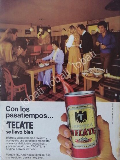 CARTEL ANTIGUO ORIGINAL DE CERVEZA TECATE 1980 / MINI CARTEL