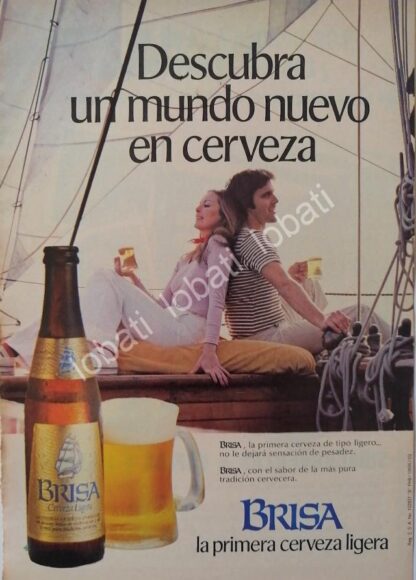 CARTEL ANTIGUO ORIGINAL DE CERVEZA BRISA 1980 MINI CARTEL LA PRIMERA CERVEZA LIGHT /5