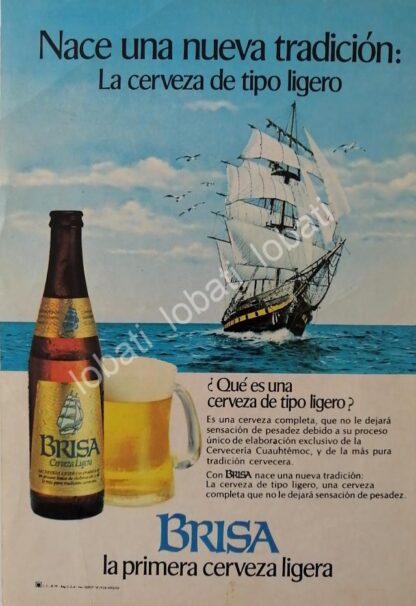 CARTEL ANTIGUO ORIGINAL DE CERVEZA BRISA 1970s MINI CARTEL LA PRIMERA CERVEZA LIGHT /2