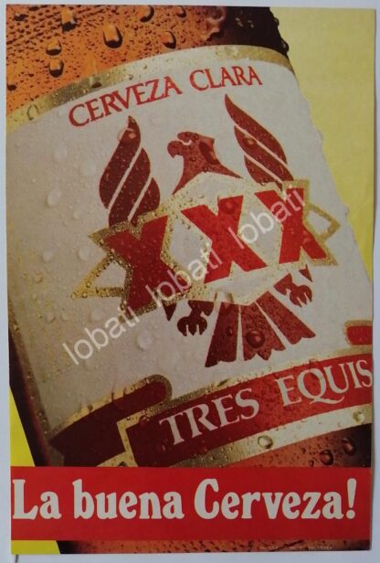 CARTEL ANTIGUO ORIGINAL DE CERVEZA XXX TRES EQUIS 1960s