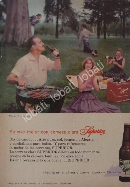 CARTEL ANTIGUO ORIGINAL DE CERVEZA SUPERIOR FOTOGRAFIA DE TUFIC YAZBEK 1958 /3