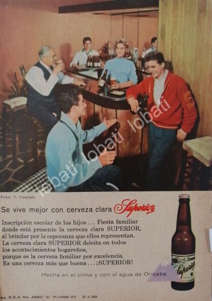 CARTEL ANTIGUO ORIGINAL DE CERVEZA SUPERIOR FOTOGRAFIA DE TUFIC YAZBEK 1958 /2